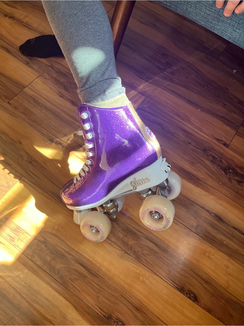 Glamorous Purple Glitter Roller Skates